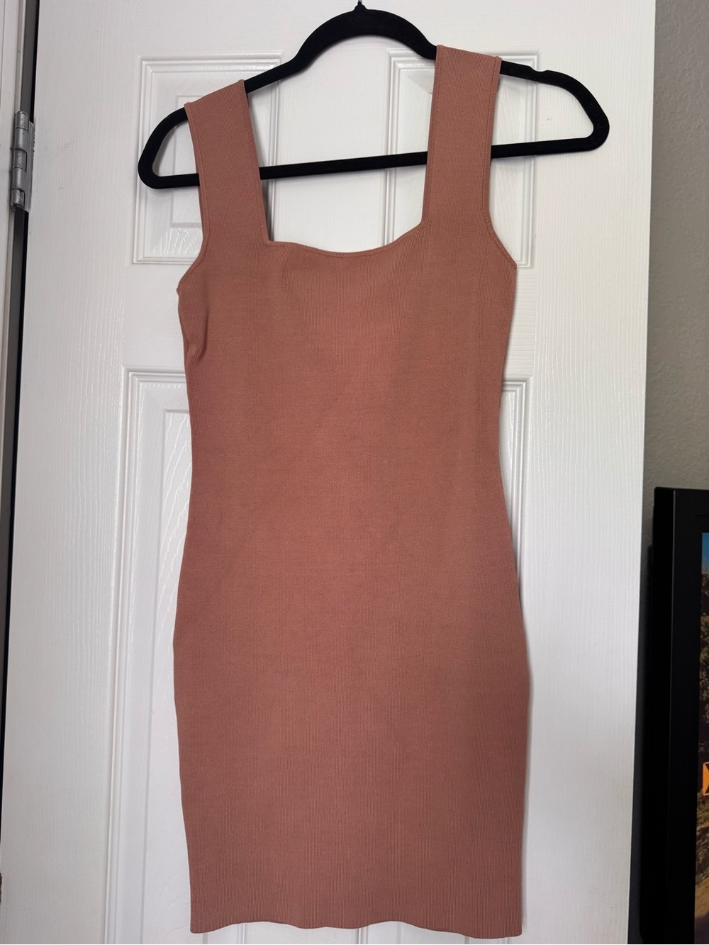 Zara Dusty Brown Square-Neck Mini Dress